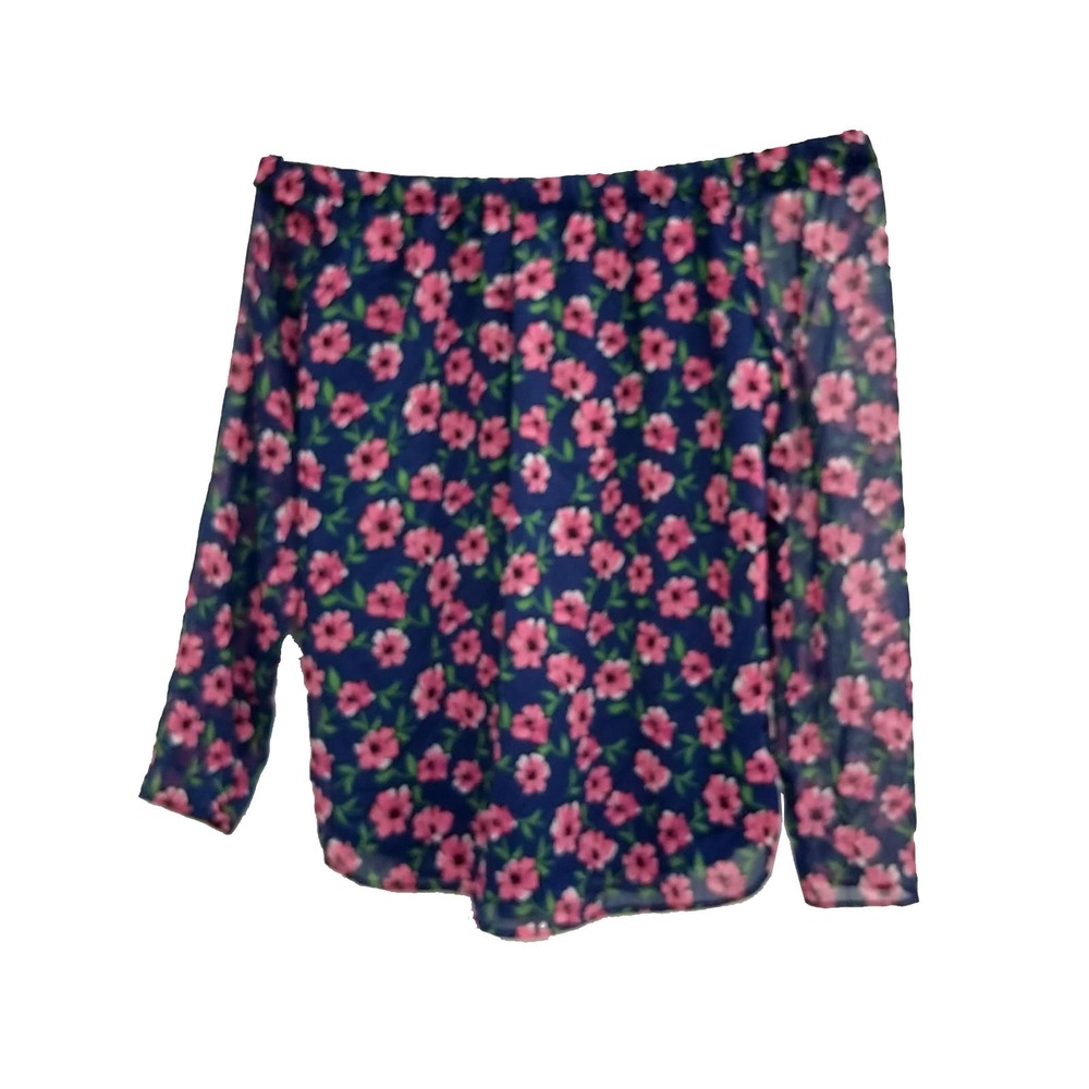 The Limited Off-Shoulder Sheer Blouse Pink Floral
